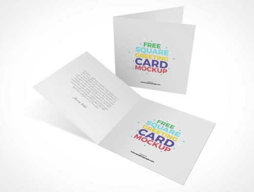 Greeting Cards Inside Panels & Front Cover PSD Mockup