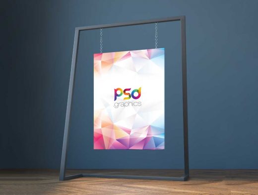 Painting Canvas & Metal Frame Display PSD Mockup