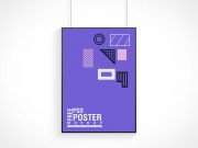 Poster & Frame Hung By Wire PSD Mockup