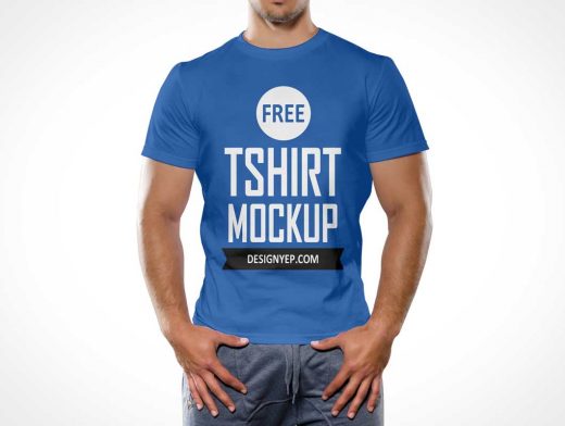 Round Neck Cotton T-Shirt Front PSD Mockup