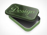 Tin Box Container & Open Lid PSD Mockup