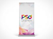 Trade Show Roll-up Banner Advertising Stand PSD Mockup