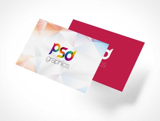 Floating Business Card Pair Front & Back PSD Mockup