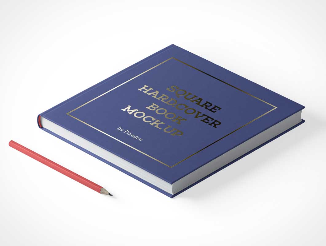 Hardcover Book Closed Laying Down Face Up PSD Mockup