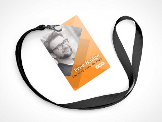 4 Event Pass Badge Types, Clips & Lanyards PSD Mockup