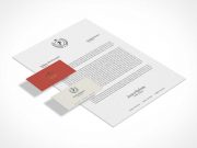 Classic Isometric Stationery Letterhead & Business Cards PSD Mockup