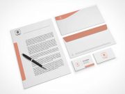 Company Stationery Letterhead, Business Cards & Envelopes PSD Mockup