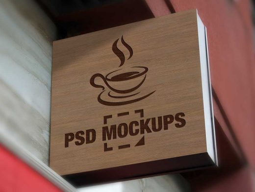 Mounted Boutique Shop Sign Display PSD Mockup