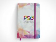 Notebook Front Cover & Elastic Band Bookmark Strap PSD Mockup