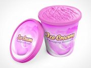 Open Ice Cream Container & Cover Lid PSD Mockup