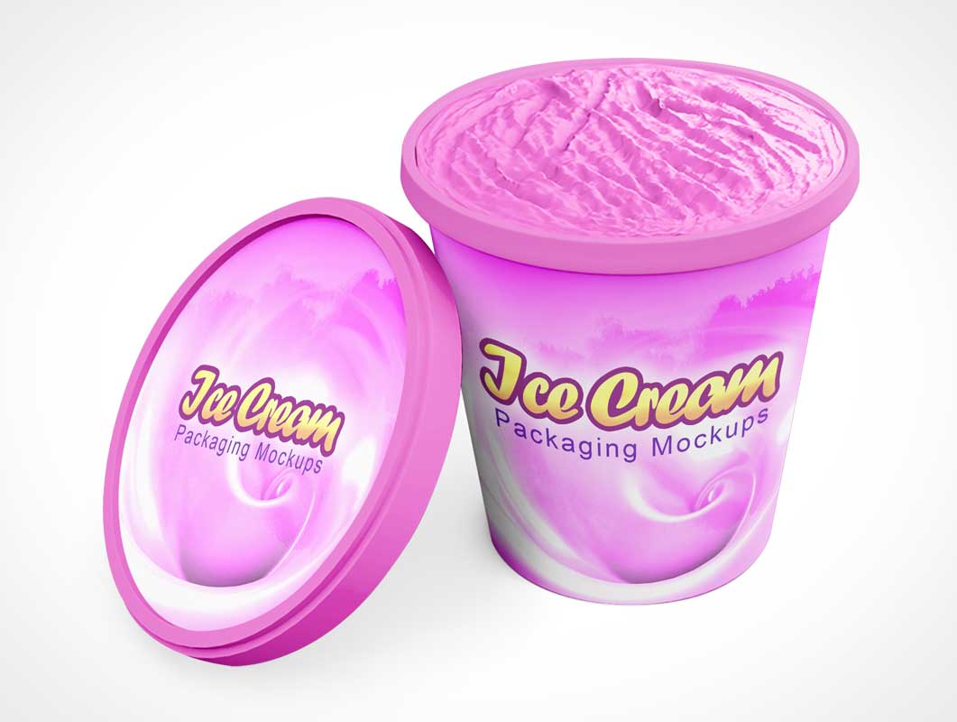 Download Open Ice Cream Container Cover Lid Psd Mockup Psd Mockups