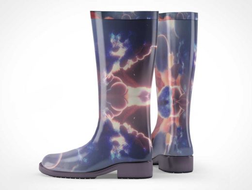 Rubber Rain Boots Left & Right Foot PSD Mockup