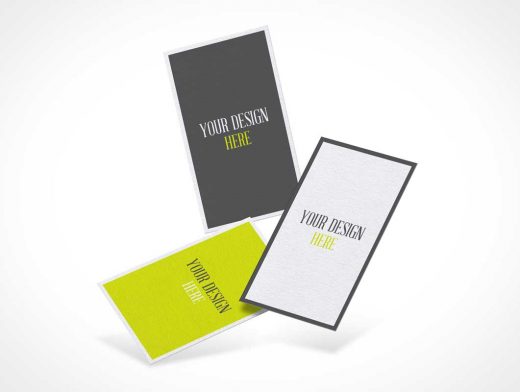 Trio Floating Business Cards PSD Mockup
