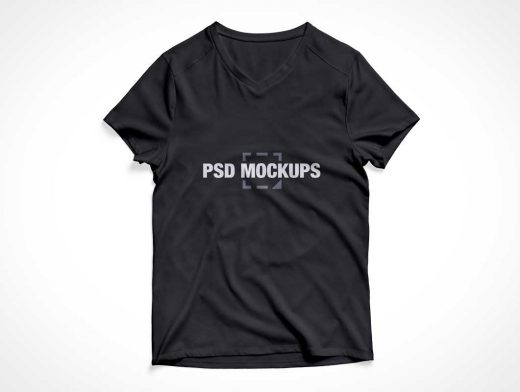 V-Neck Cotton Fabric T-Shirt Front & Back PSD Mockup