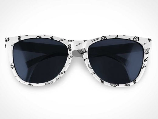 White Framed Sunglasses & UV Tinted Lenses PSD Mockup