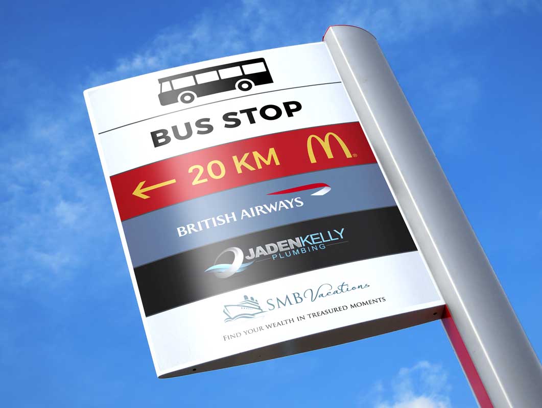 Directional Commercial Sign Post PSD Mockup