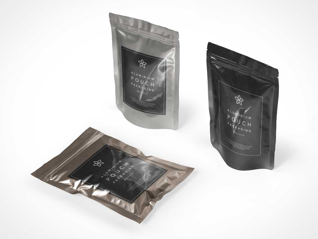 Foil Metallic Pouch Packaging PSD Mockup - PSD Mockups