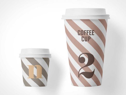 Paper Coffee Cup & Plastic Lid PSD Mockup