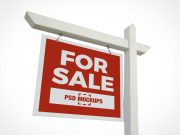 Post & Panel Real-Estate Sign PSD Mockup