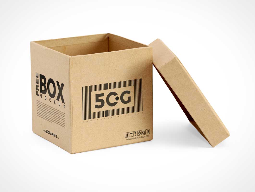 Square Storage & Packaging Gift Box PSD Mockup