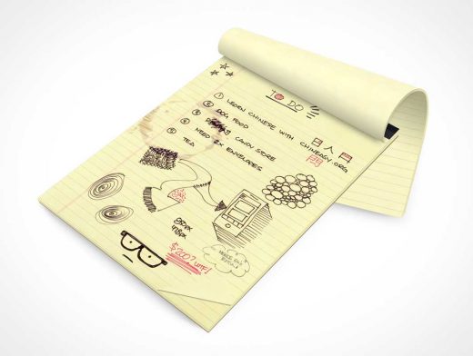 Stationery Note Pad & Rolled Cover PSD Mockup