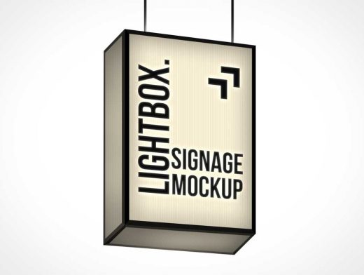 Ceiling Mounted Backlit Lightbox Signage PSD Mockup