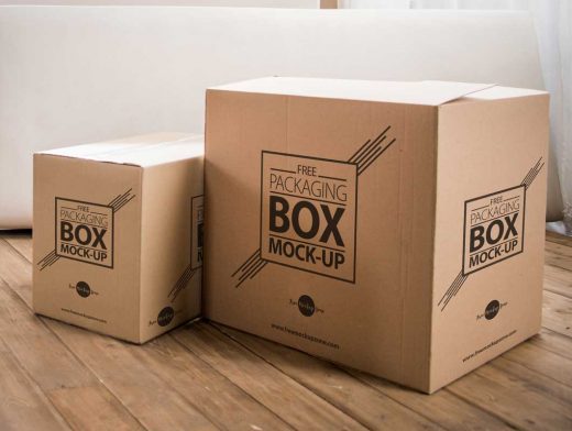 Corrugated Cardboard Shipping Box Packaging PSD Mockup