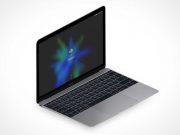 Isometric MacBook Laptop Screen & Keyboard View PSD Mockup