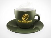 Porcelain 6oz Coffee Cup & Saucer PSD Mockup
