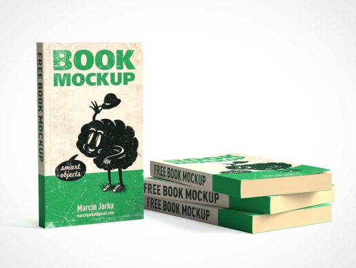 Stacked & Standing Paperback Softcover Books PSD Mockup