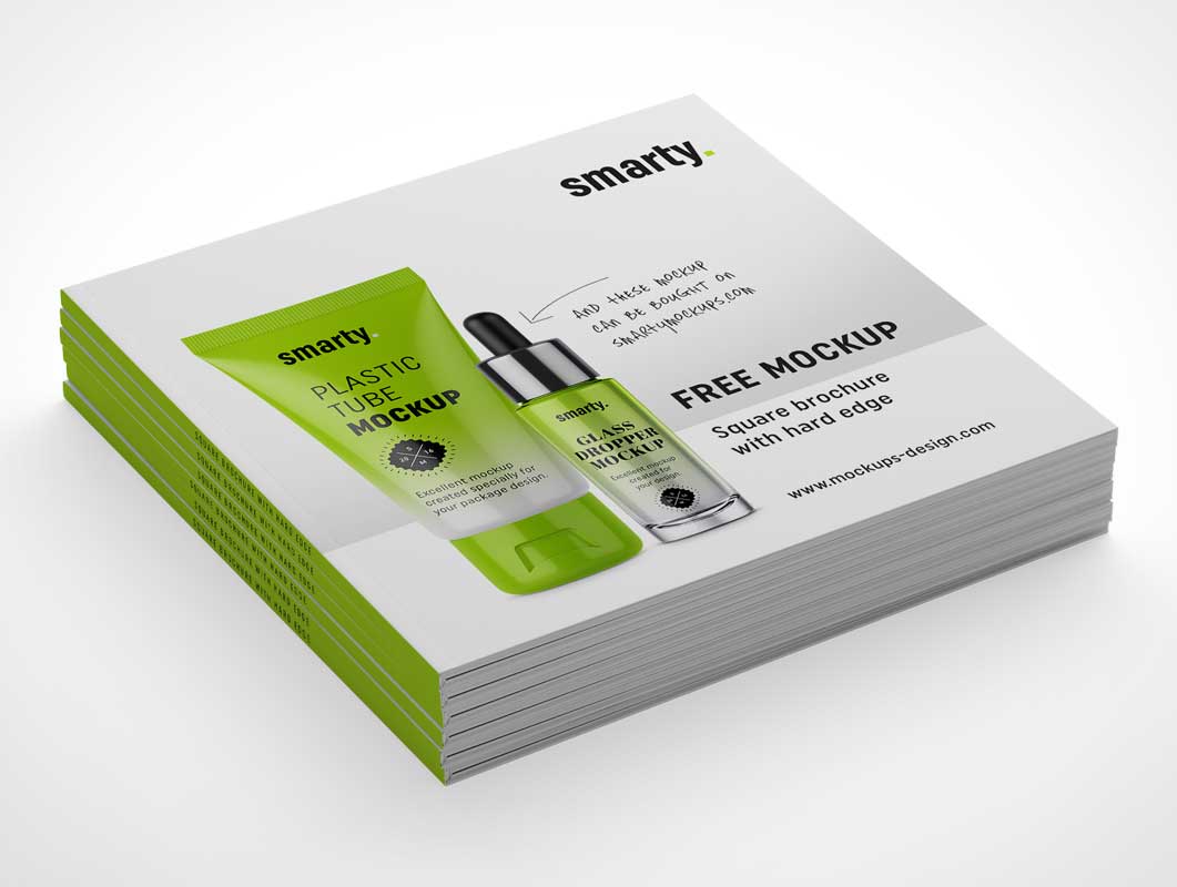 8 Softcover Square Brochure Covers & Inside Pages PSD Mockup