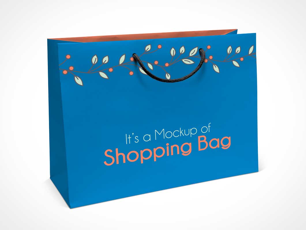 Boutique Paper Shopping Bag & Rope Handle PSD Mockup