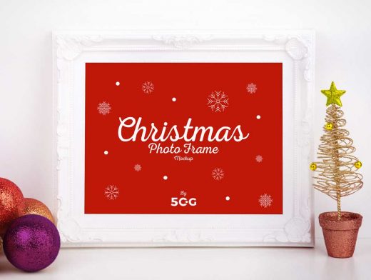 Decorative Holiday Picture Frame PSD Mockup