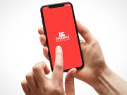 Hand & Fingers Gesturing Over iPhone Display PSD Mockup