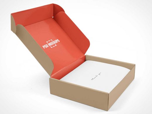 Open Gift Box Package Branding PSD Mockup