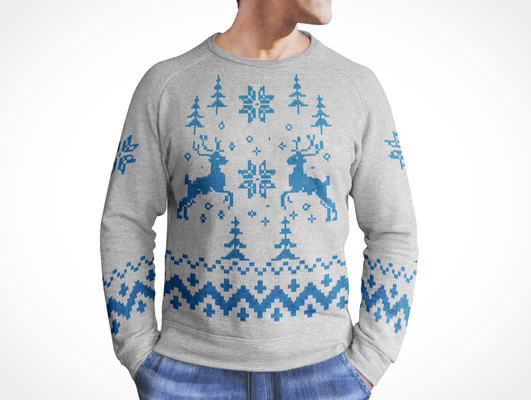 Ugly Christmas Sweater Front PSD Mockup