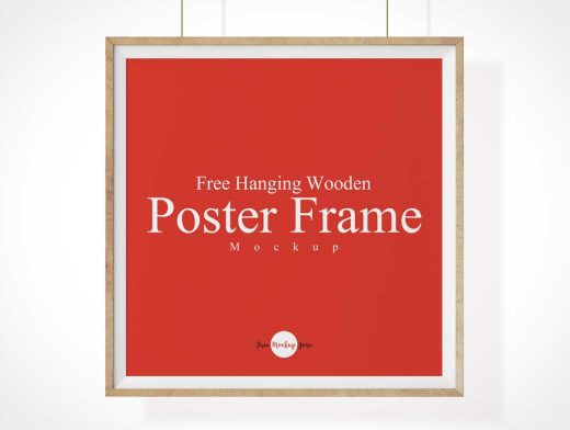 Wooden Framed Picture & Inset Chamfer Border PSD Mockup