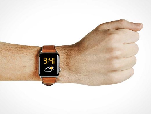 Apple Watch & Leather Wrist Band PSD Mockup