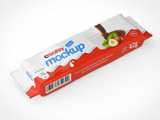 Candy Bar Wrapper Package Branding PSD Mockup