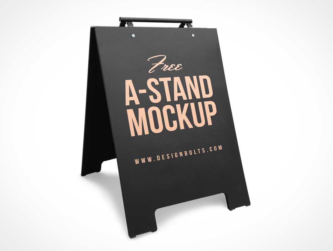 Foldable Store Street Sign & Carry Handle PSD Mockup