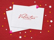 Valentines Card Peppered in Stars & Hearts PSD Mockup