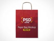 Flat Folded Paper Shopping Bag Front & Handle PSD Mockup