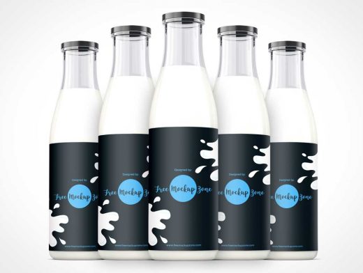 Snap Lid Glass Milk Bottle PSD Mockup