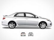 Toyota Corolla Four Door Family Sedan Front, Back & Sides PSD Mockup