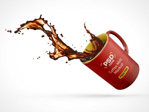 Stop Motion Coffe Mug Spill PSD Mockup