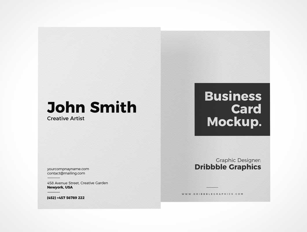 Vertical Business Card Pair Portrait Design PSD Mockup