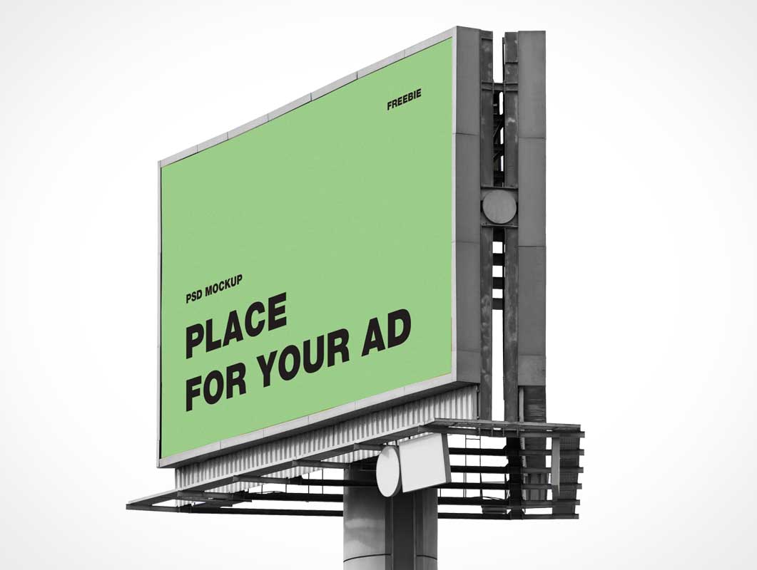 Bi-Directional Outdoor Billboard Advertising PSD Mockup