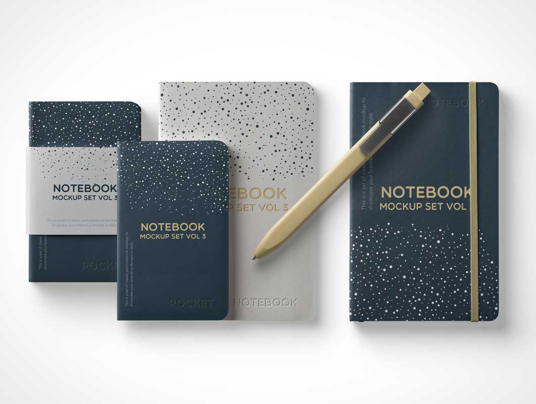 Softcover Notebook Front & Rounded Corners PSD Mockup