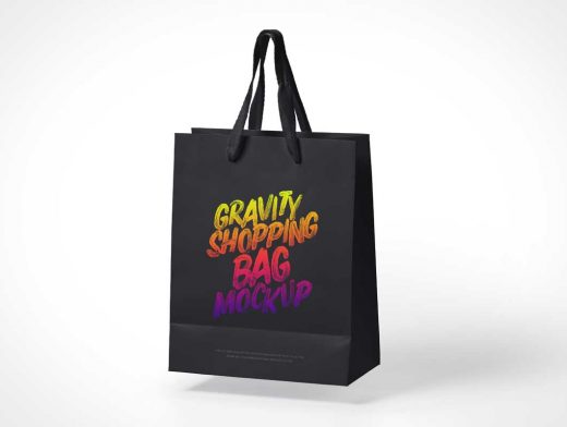 Floating Gravity Paper Bag & Nylon Handle PSD Mockup