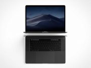 MacBook Pro Laptop Workstation Front & Top View PSD Mockup